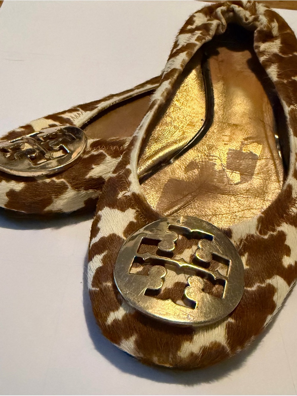 Tory Burch Brown & White Calf Hair Miller Flat size 6